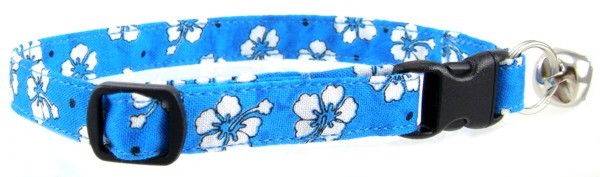 Blue Hawaiian Flowers Cat Collar