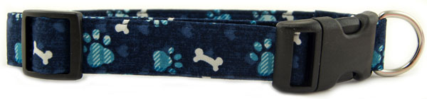 Blue Plaid Paws Dog Collar