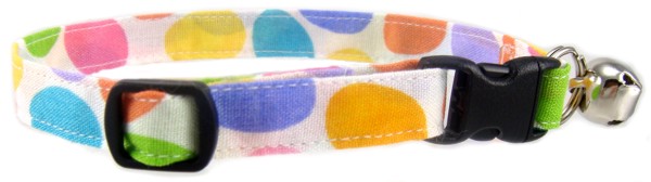 Colorful Easter Eggs on White Cat Collar
