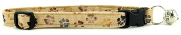 Colorful Paws on Tan Cat Collar