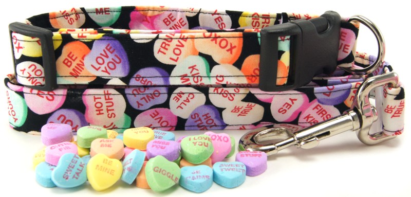 Conversation Hearts Dog Collars and Dog Leashes