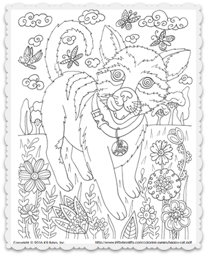 Free coloring page ~ Happy Cat