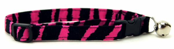Hot Pink Zebra Stripes Cat Collar