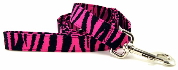 Hot Pink Zebra Stripes Dog Leash