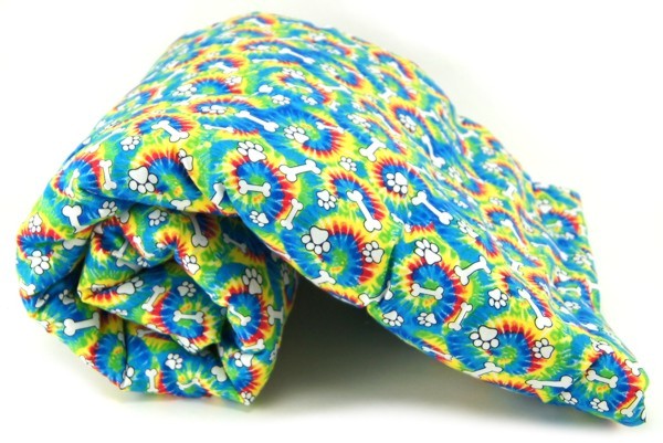 Rainbow Tie Dye Bones and Paws Pet Blanket