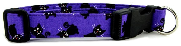Purple Black Cats Dog Collar