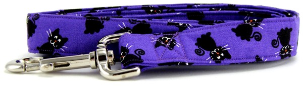 Purple Black Cats Dog Leash