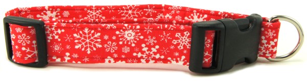 Red Snowflakes Dog Collar