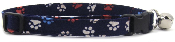Red White and Blue Paws Cat Collar
