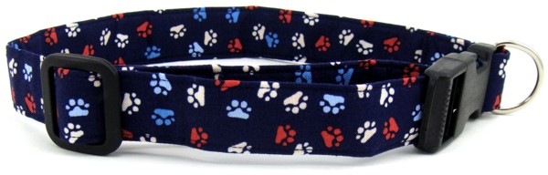 Red, White and Blue Paws Dog Collar