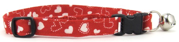 Red and White Hearts Cat Collar