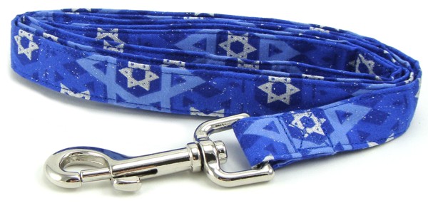 Silver and Blue Star of David Dog Lead