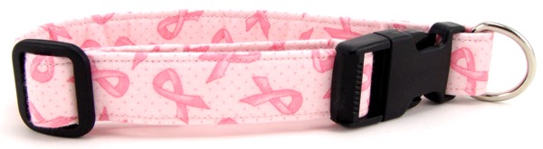 Tossed Pink Ribbon Dog and Cat Collars and Leashes