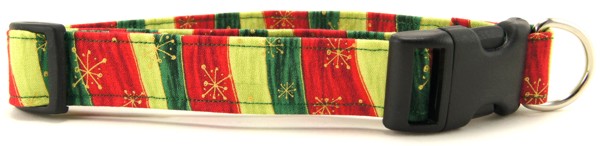 Wavy Christmas Stripes Dog Collar