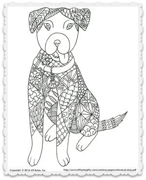 Free coloring page ~ Whimsical Dog