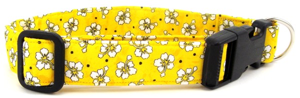 Yellow Hawaiian Flowers Dog Collar